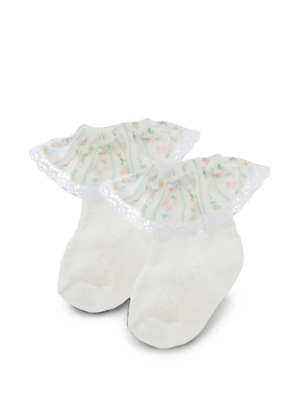 Patachou floral-print ruffled socks - Bianco
