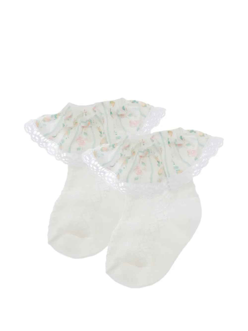 Patachou floral-print ruffled socks - Bianco