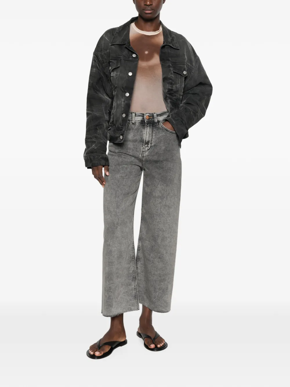 3x1 Gerafelde jeans met vervaagd effect Grijs