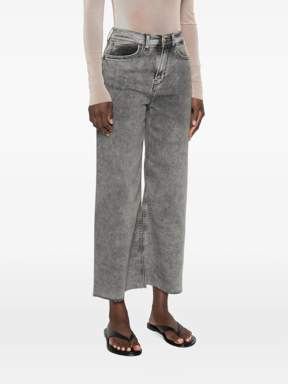 3x1 Gerafelde jeans met vervaagd effect Grijs