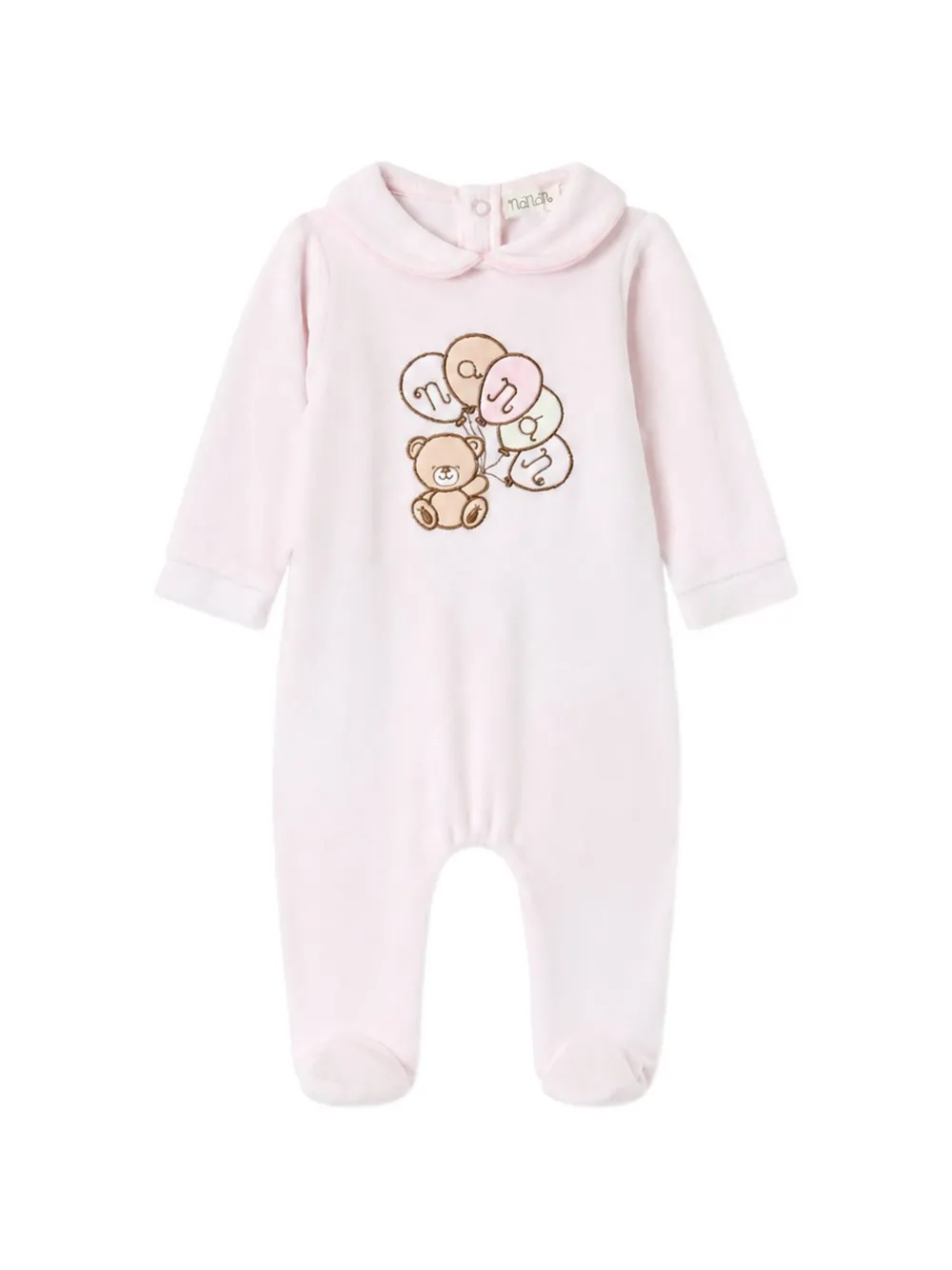 NANAN bear-embroidered Peter Pan collar sleepsuit - Rosa