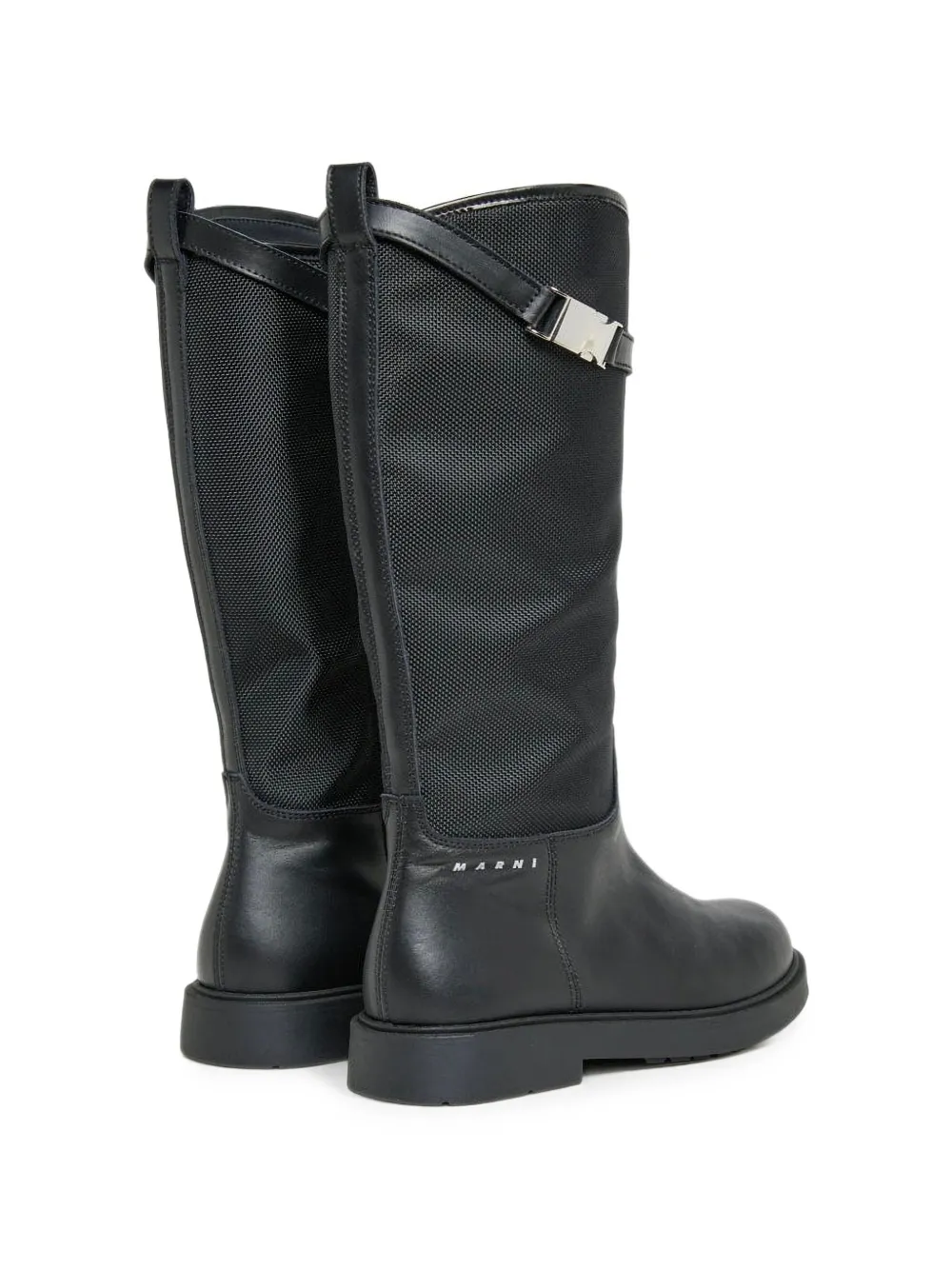 Marni Kids buckle-strap panelled boots Zwart