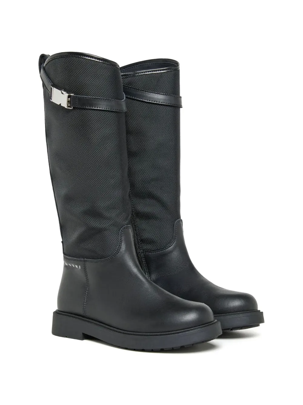 Marni Kids buckle-strap panelled boots - Nero