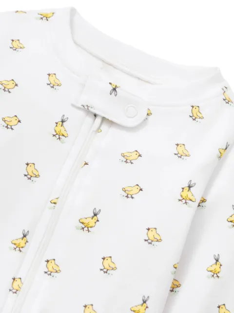 Petite Plume chick-print Pima romper