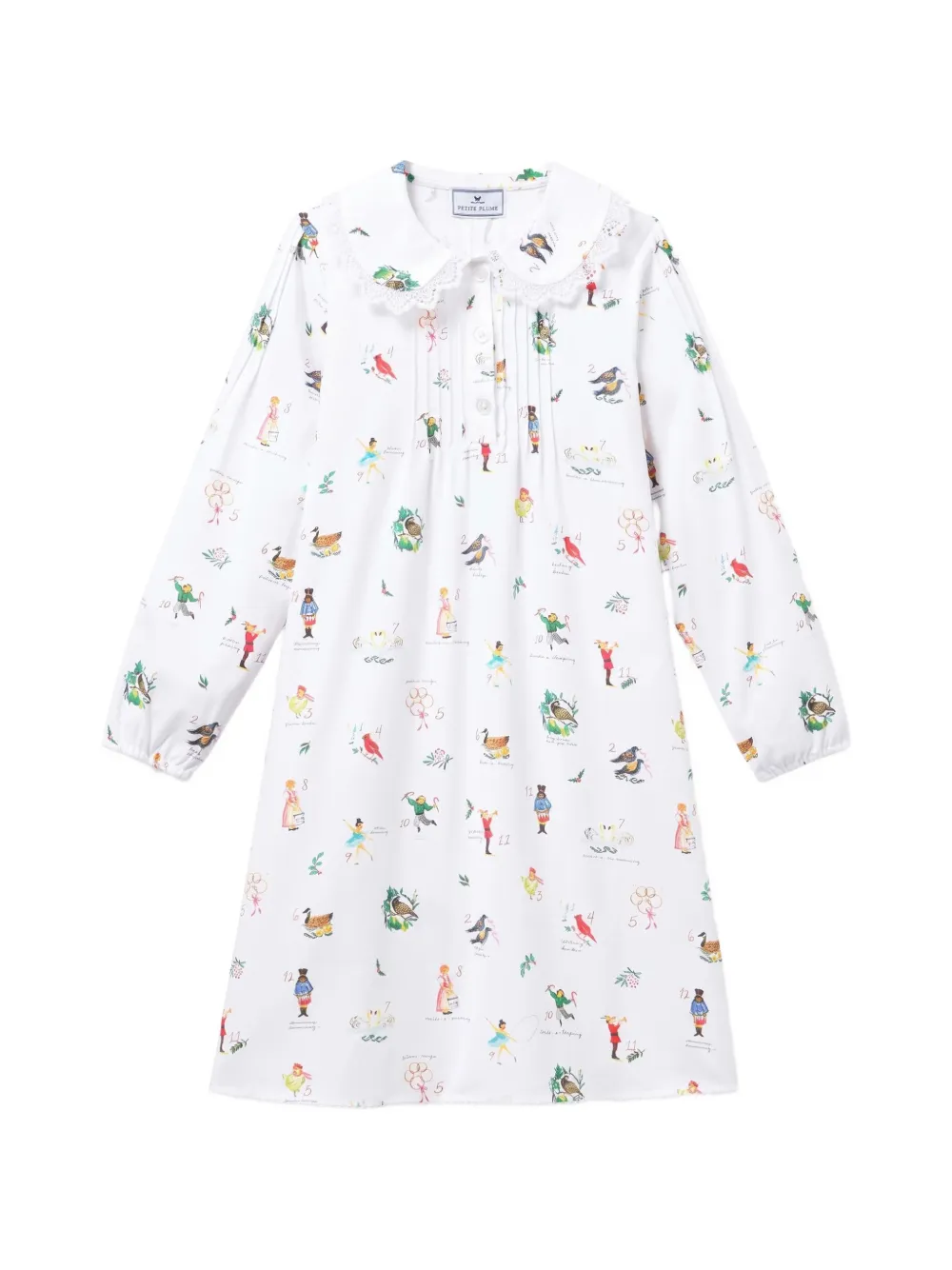 Petite Plume Lola 12 Days of Christmas graphic-print nightgown - White