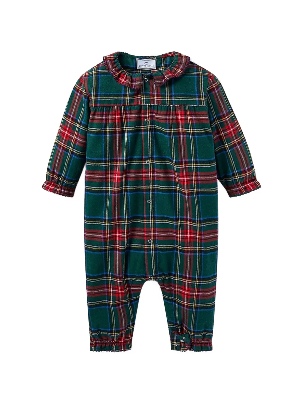 Petite Plume Kensington Tartan ruffled romper - Green