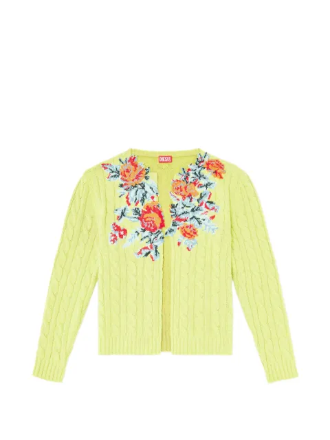 Diesel open-front cardigan in floral cable knit