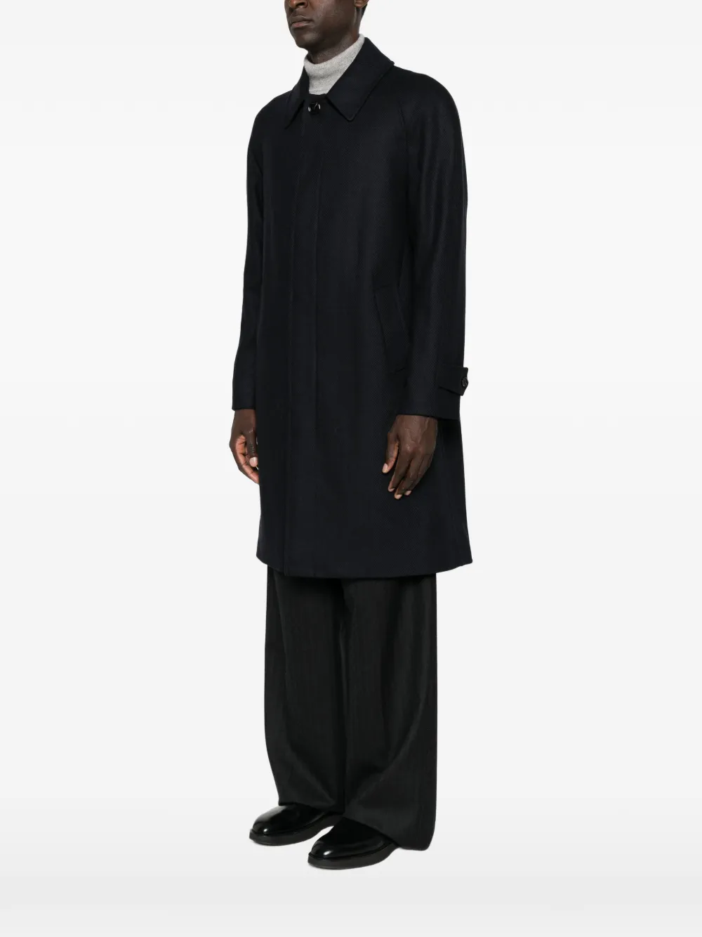 Lardini Jas met raglan mouwen en geweven visgraatpatroon Blauw