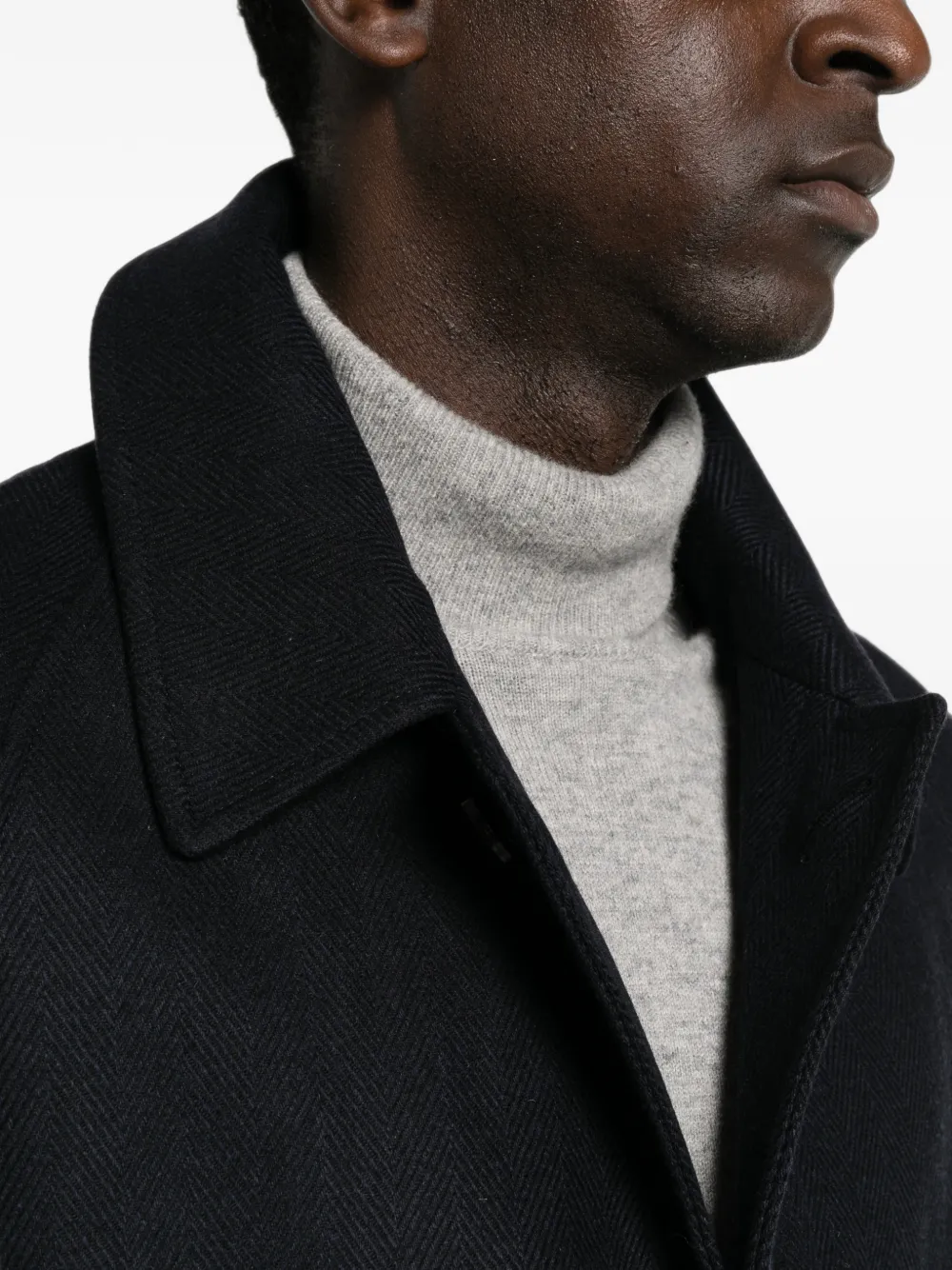 Lardini Jas met raglan mouwen en geweven visgraatpatroon Blauw