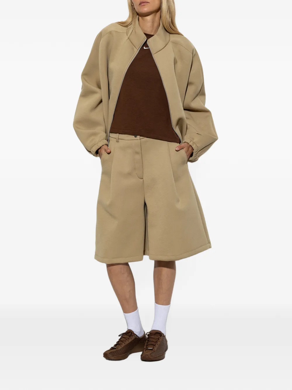 Nike zip-up high-neck sweatshirt Beige
