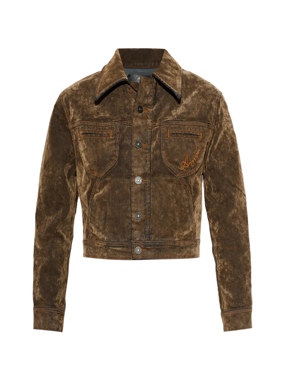 AMIRI flock cut denim jacket - Braun