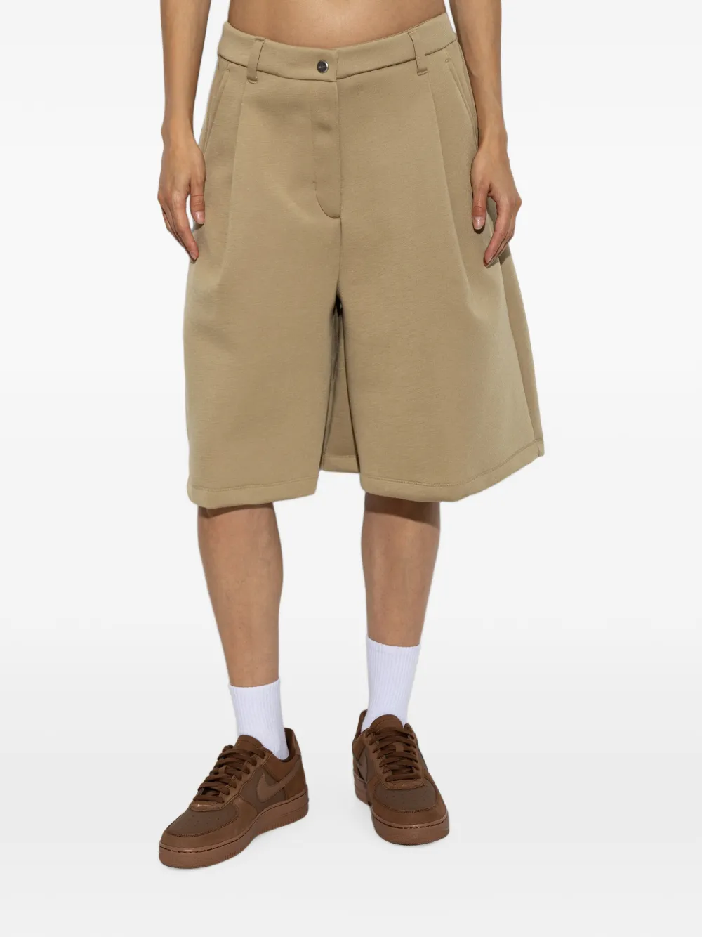 Nike pleated wide-leg shorts Beige