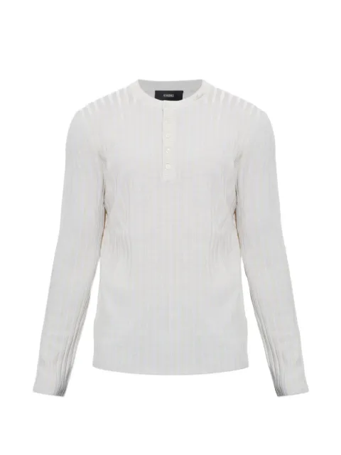 AMIRI Henley ribbed-knit embroidered-logo sweater
