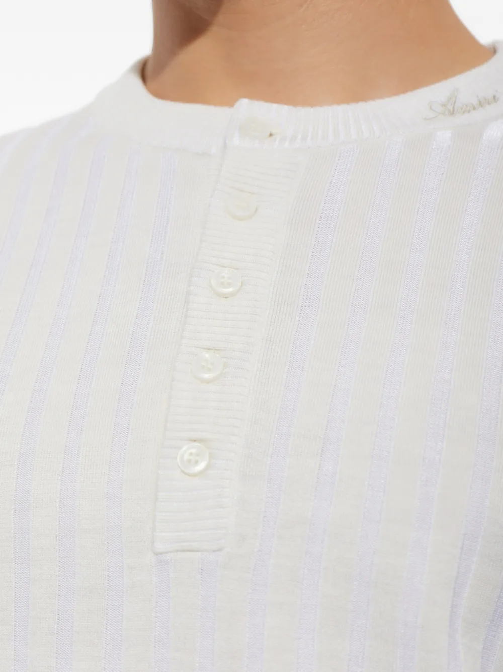AMIRI Henley ribgebreide trui met geborduurd logo Beige