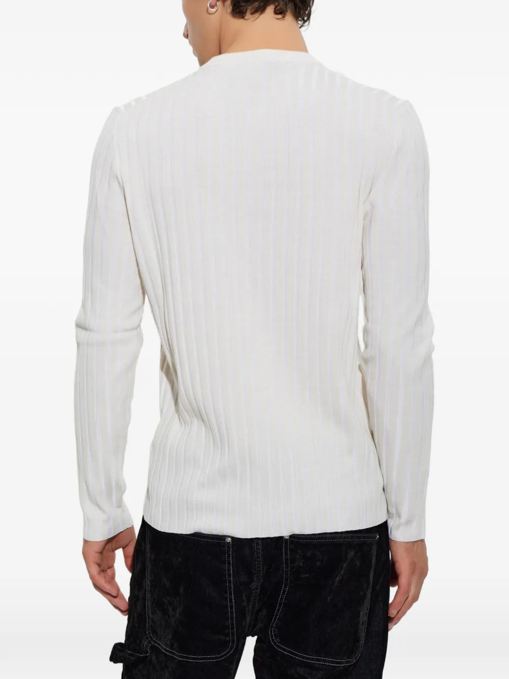 AMIRI Henley ribgebreide trui met geborduurd logo Beige