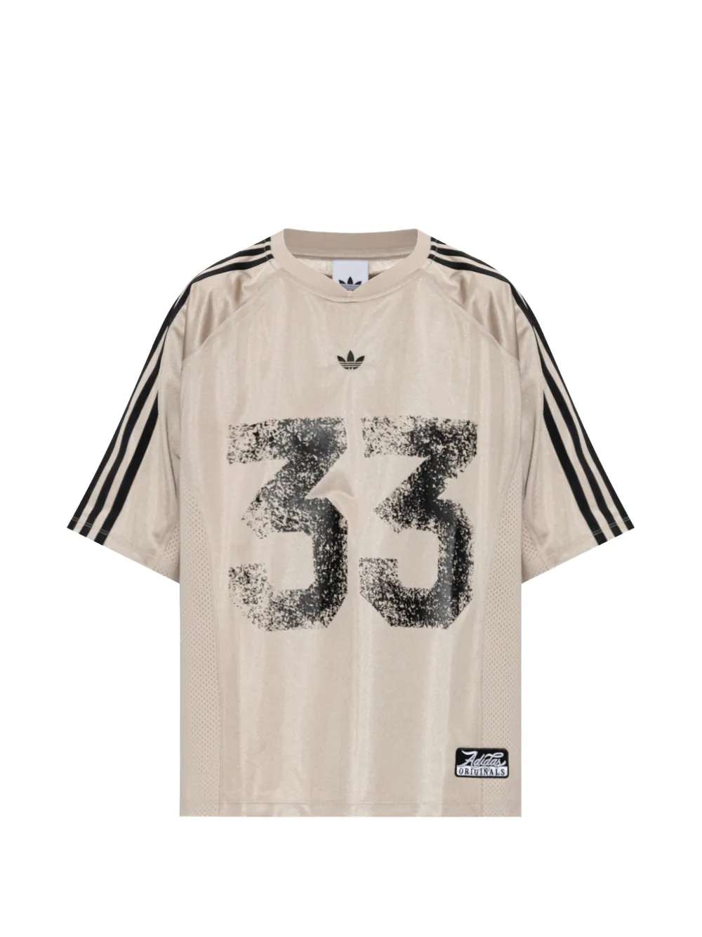 adidas number-print mesh-panel T-shirt Beige