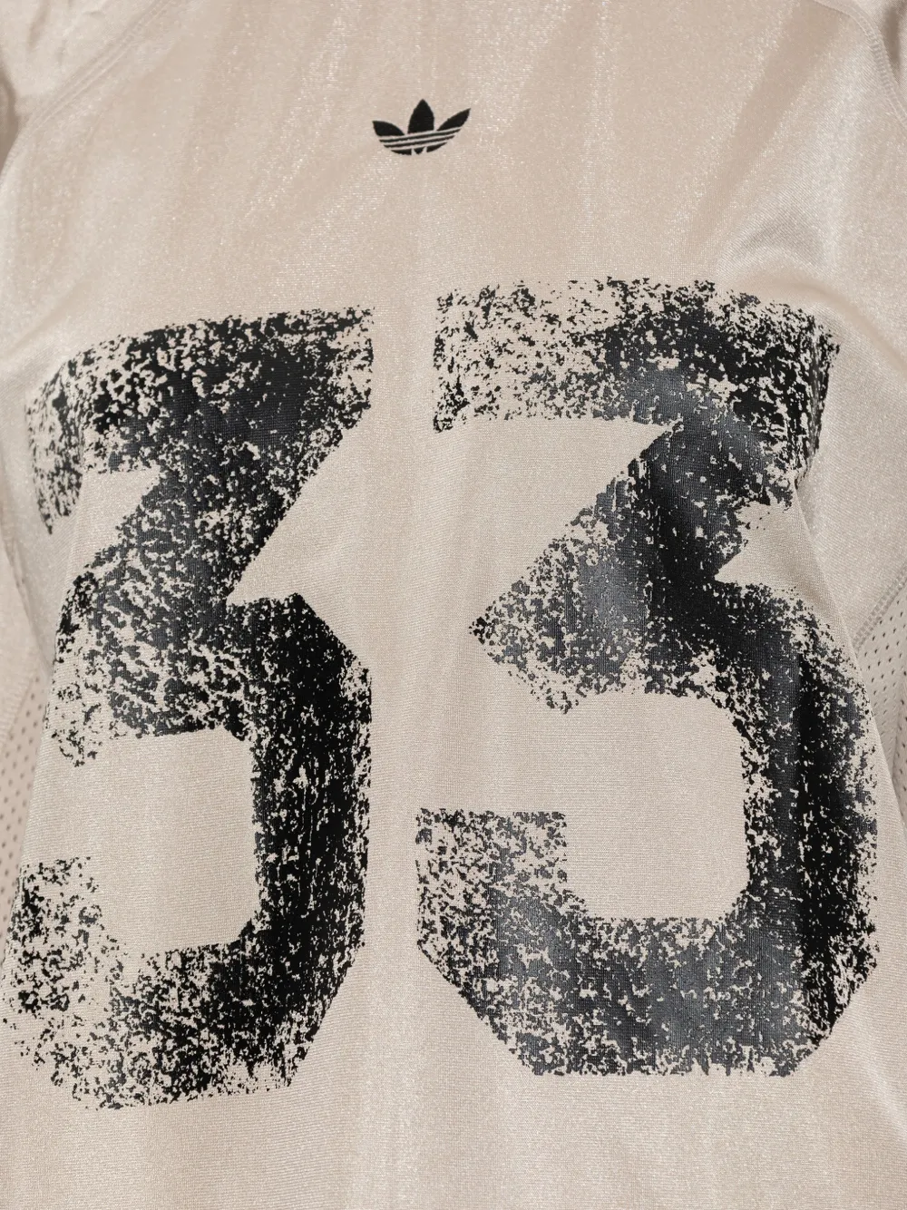 adidas number-print mesh-panel T-shirt Beige