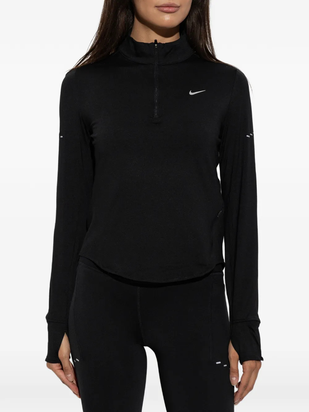 Nike Swift logo-print quarter-zip sweatshirt Zwart