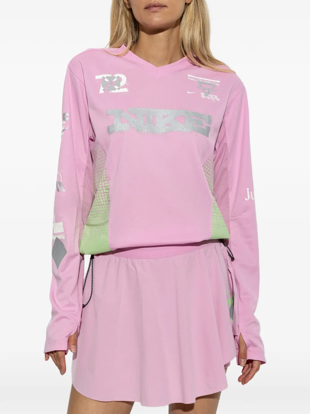 Nike Swift logo-print long-sleeve T-shirt Roze