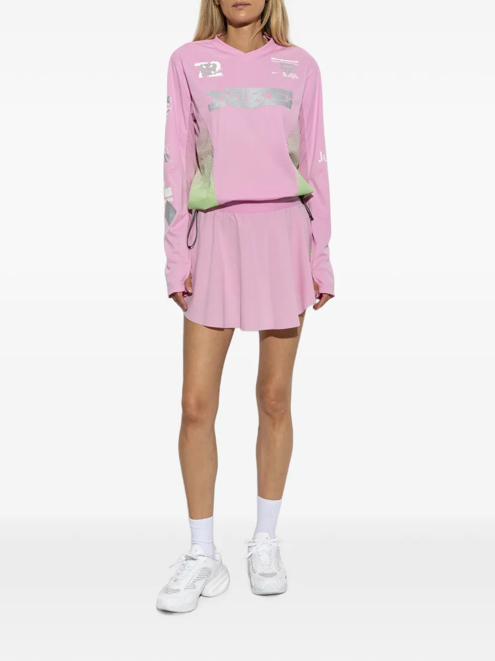 Nike Swift logo-print long-sleeve T-shirt Roze