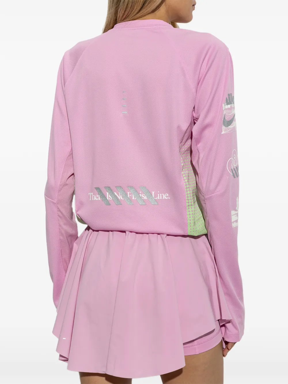 Nike Swift logo-print long-sleeve T-shirt Roze