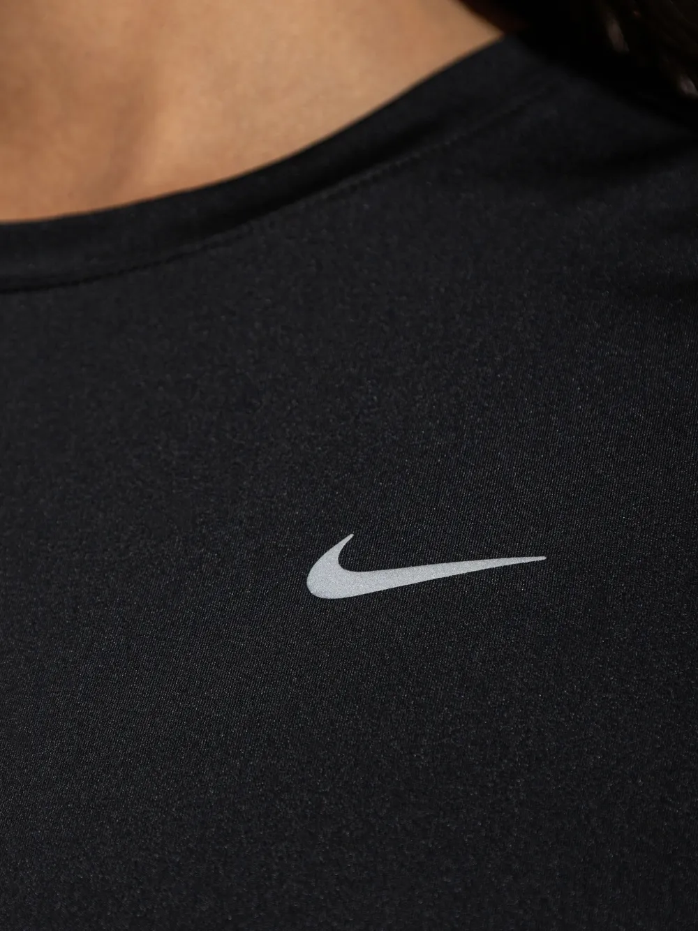 Nike logo-print mesh-panel T-shirt Zwart