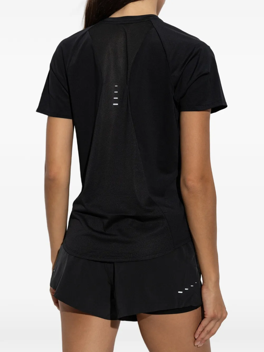 Nike logo-print mesh-panel T-shirt Zwart