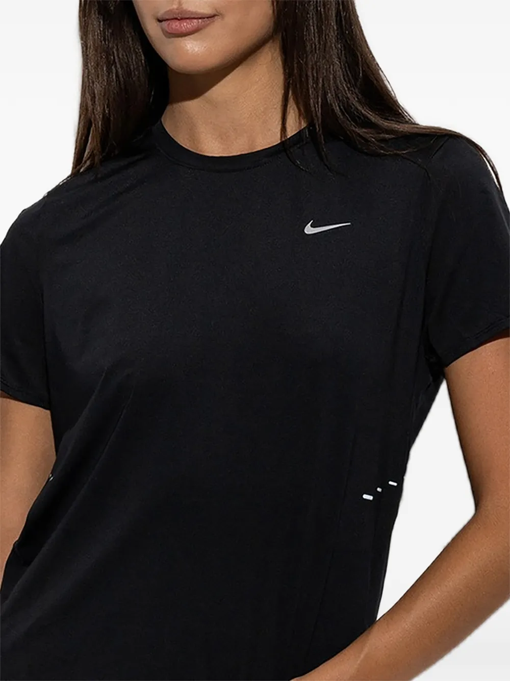 Nike logo-print mesh-panel T-shirt Zwart