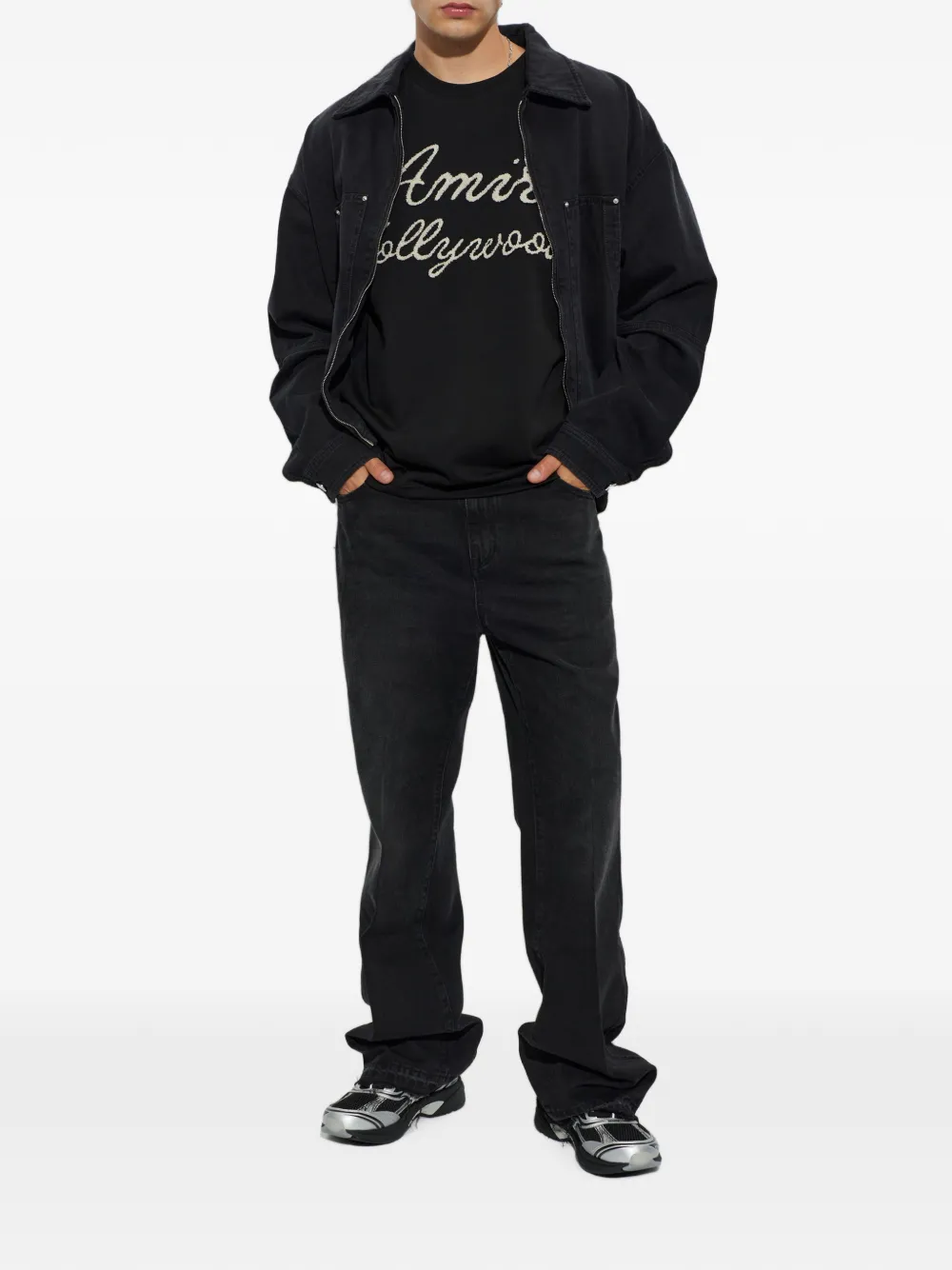 AMIRI T-shirt met geborduurd logo Zwart