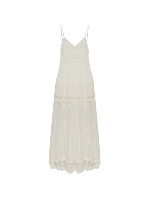 LoveShackFancy vestido largo con ribete de encaje