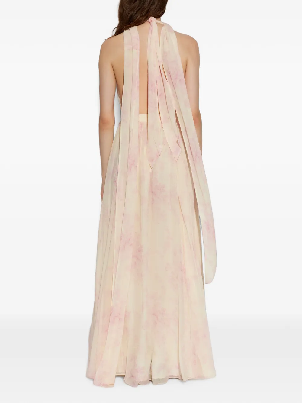 LoveShackFancy Lilah zijden maxi-jurk met bloemenprint Beige