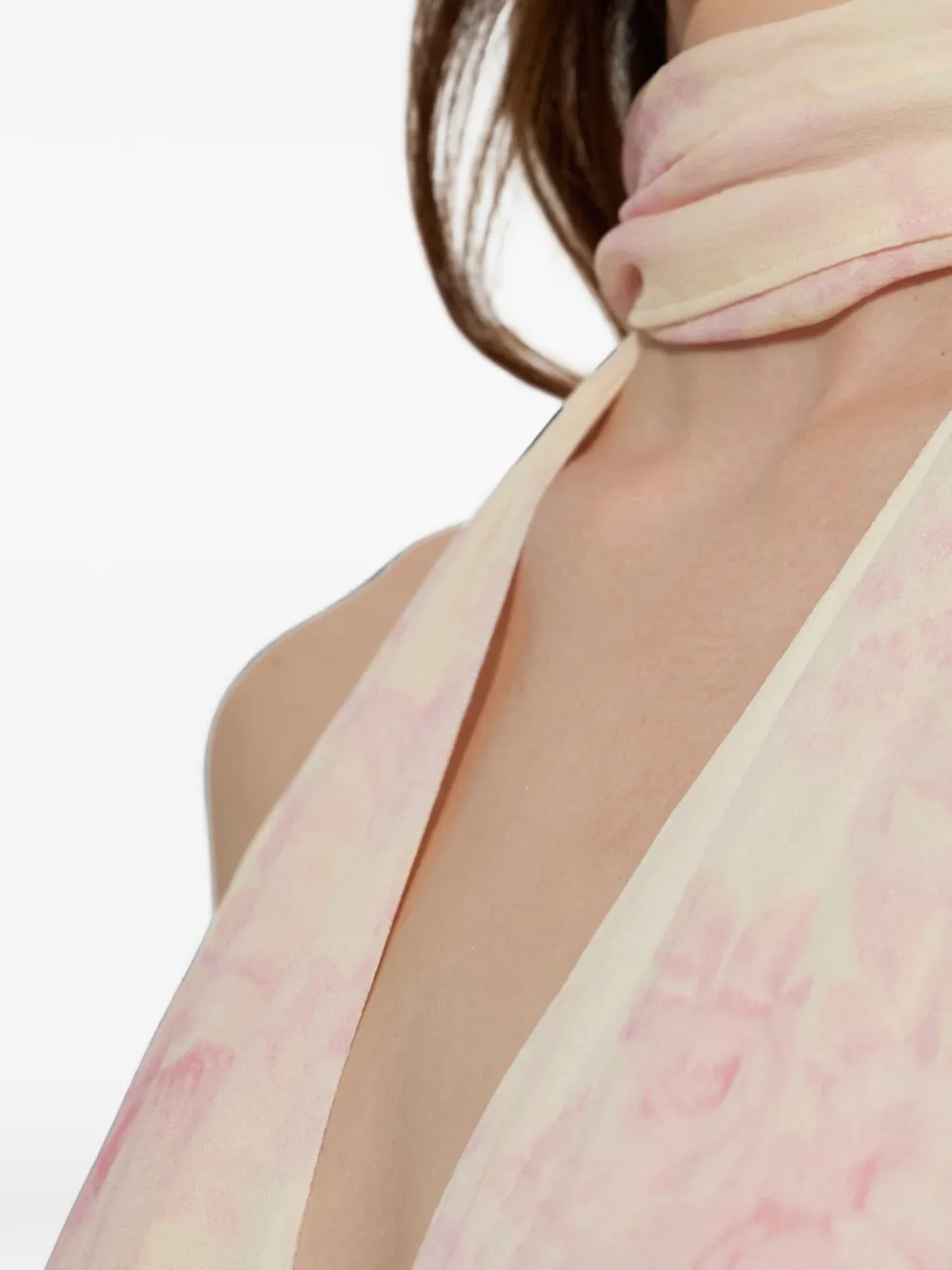 LoveShackFancy Lilah zijden maxi-jurk met bloemenprint Beige
