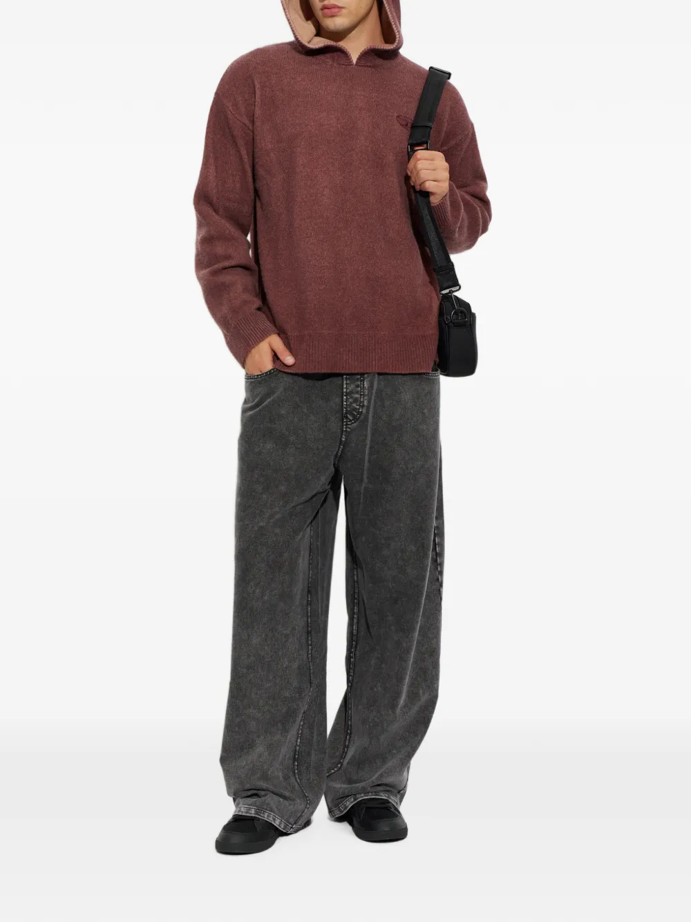 Diesel Gebreide hoodie van wolblend met dubbel geverfd effect Rood