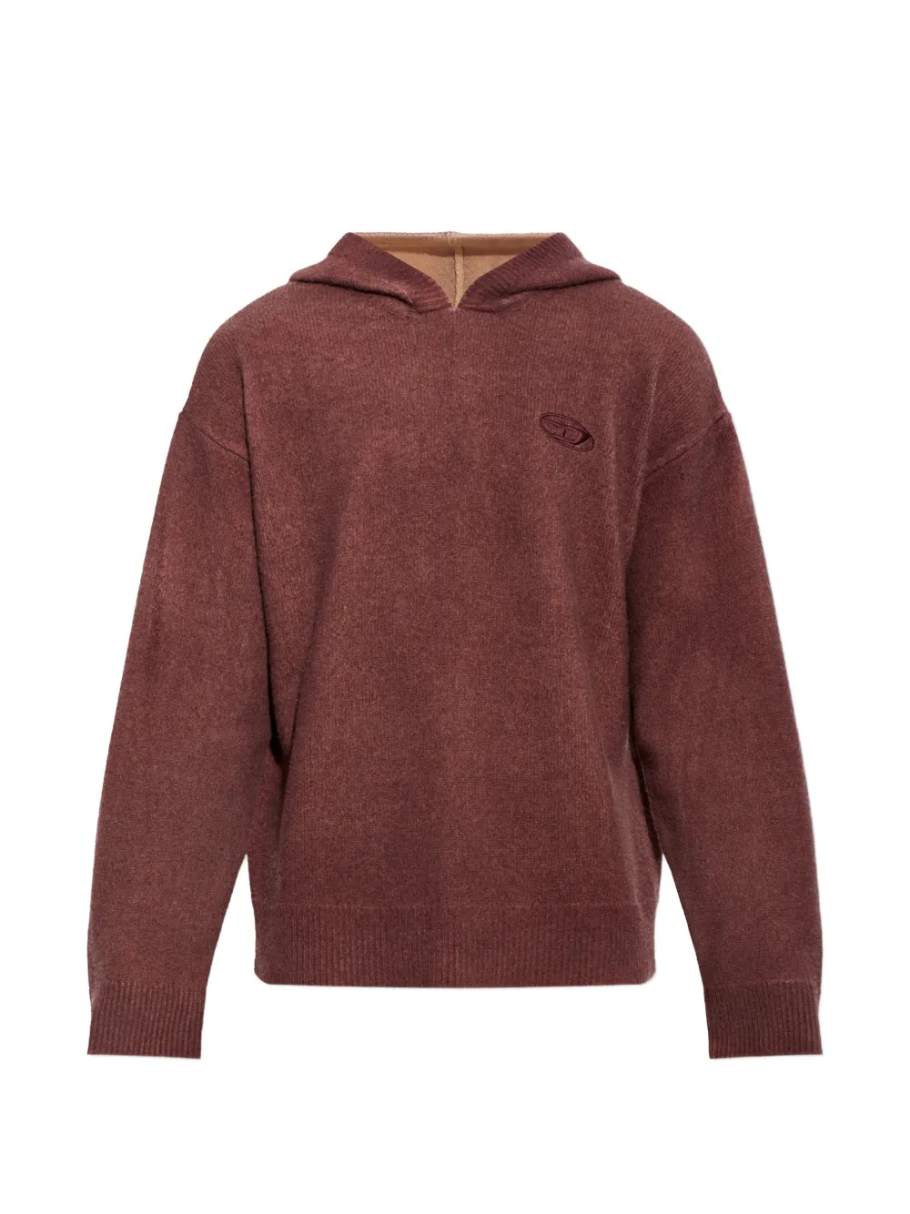 Diesel Double-dyed hoodie in wool-blend knit - Rosso