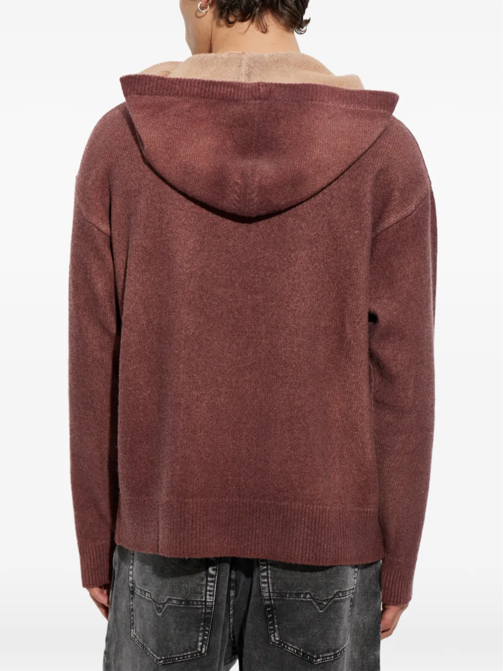 Diesel Gebreide hoodie van wolblend met dubbel geverfd effect Rood