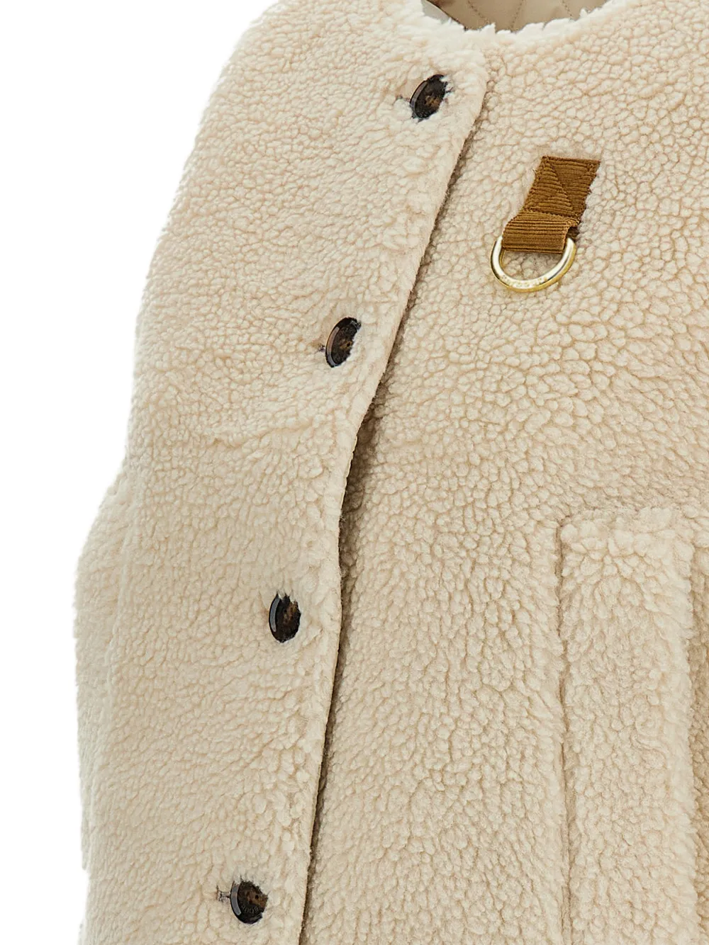 Barbour Bodywarmer met bont-effect en knopen Beige