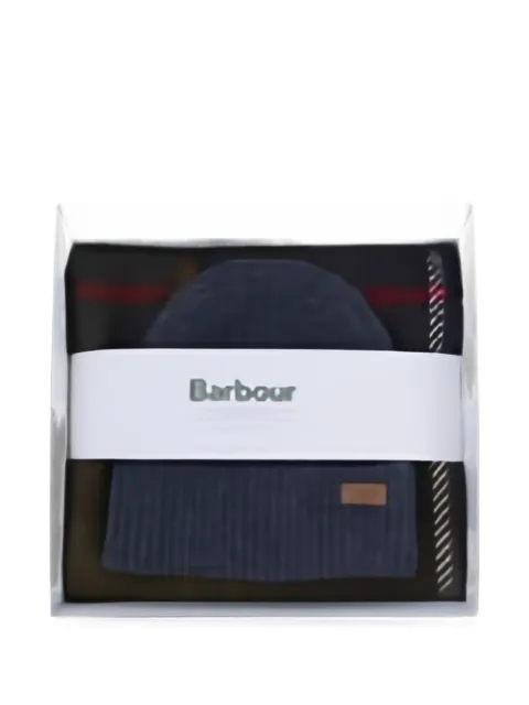 Barbour tartan-print beanie and scarf set