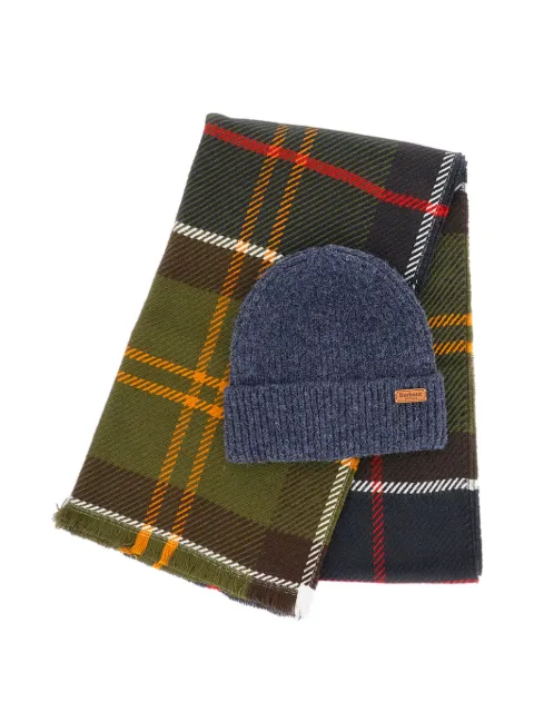 Barbour tartan-print beanie and scarf set