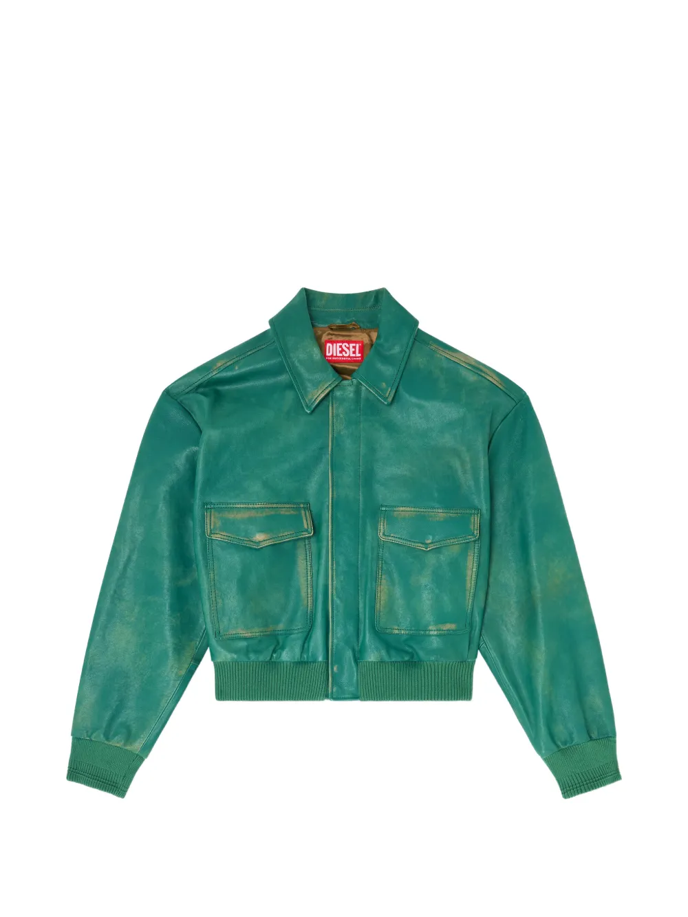 Diesel jacket in treated leather - Verde