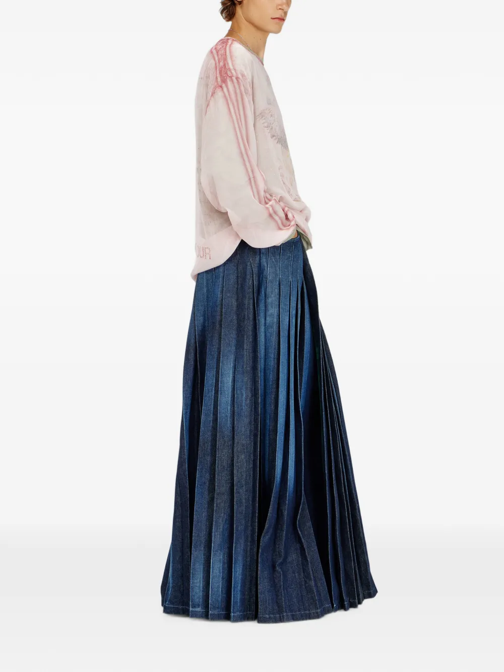 Diesel Maxi-rok met plooien Blauw