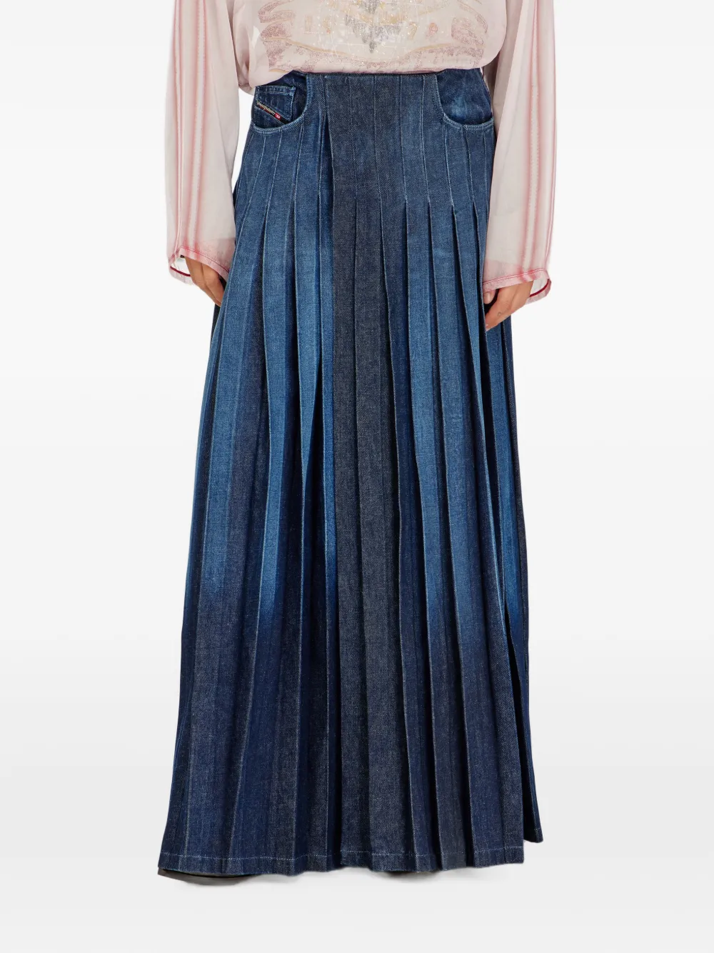 Diesel Maxi-rok met plooien Blauw