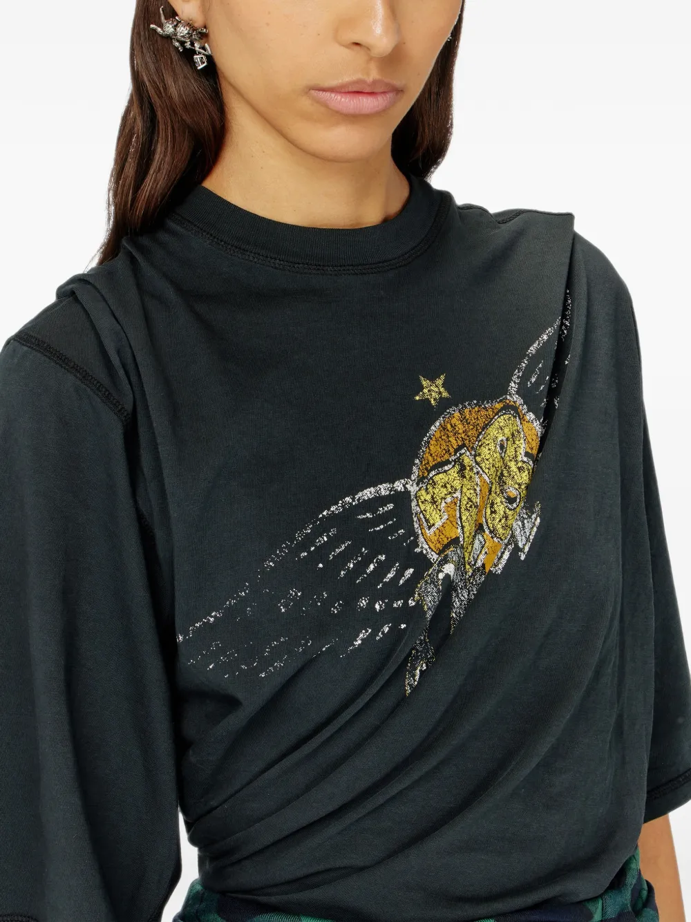 Diesel T-shirt body met concert-print Zwart