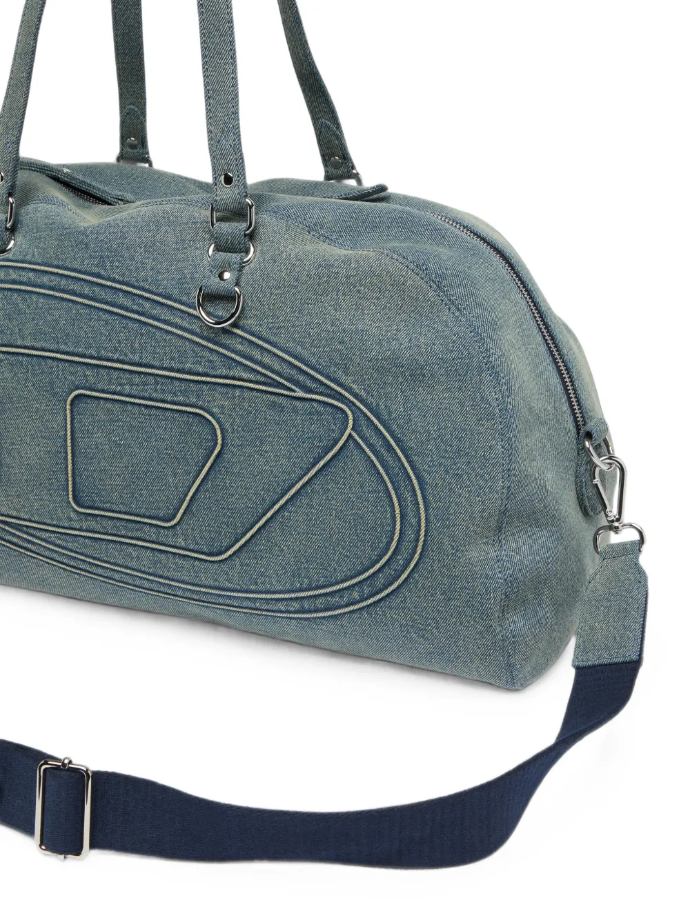 Diesel 1DR denim tas met Oval D-logo Blauw