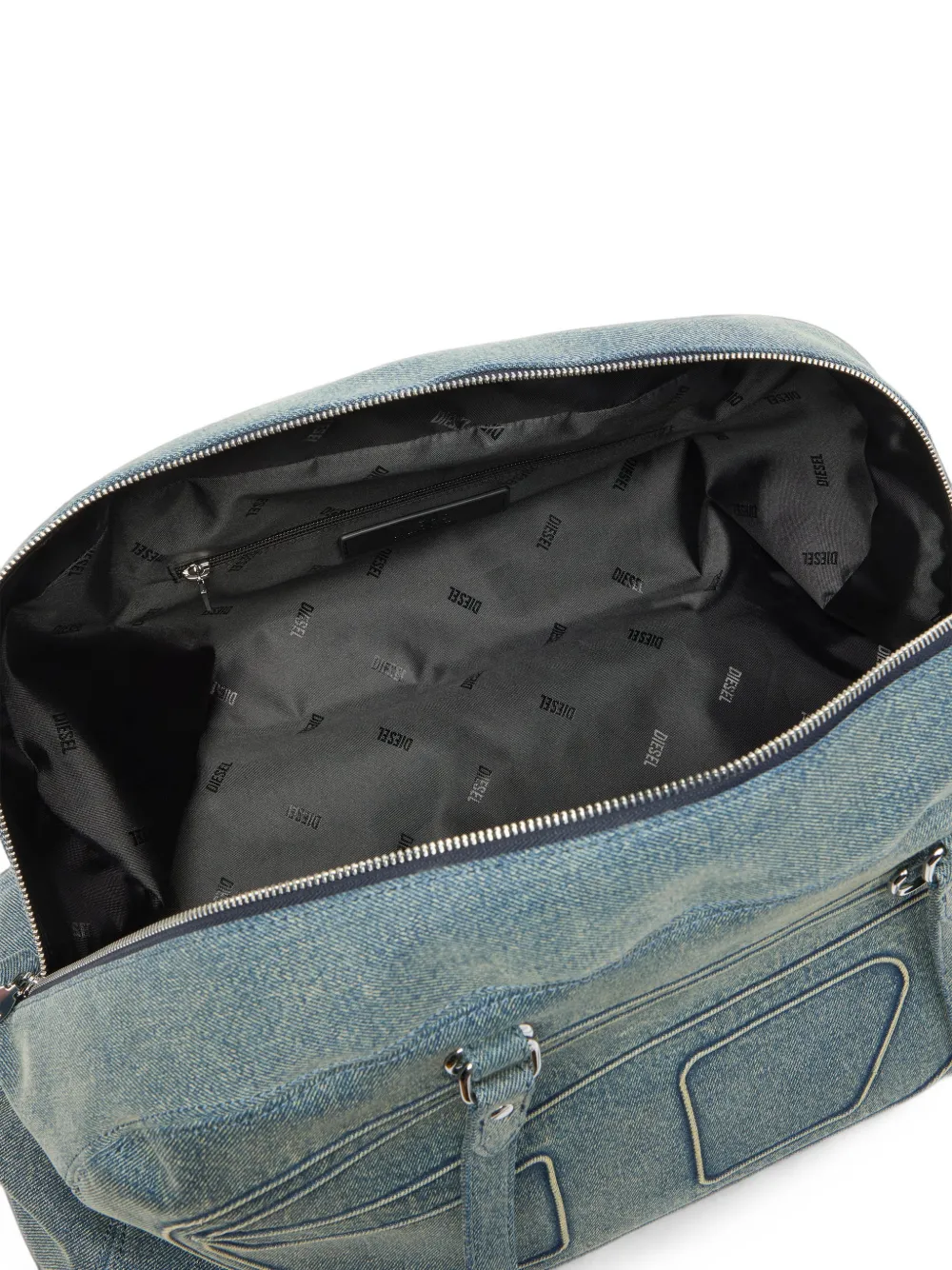 Diesel 1DR denim tas met Oval D-logo Blauw