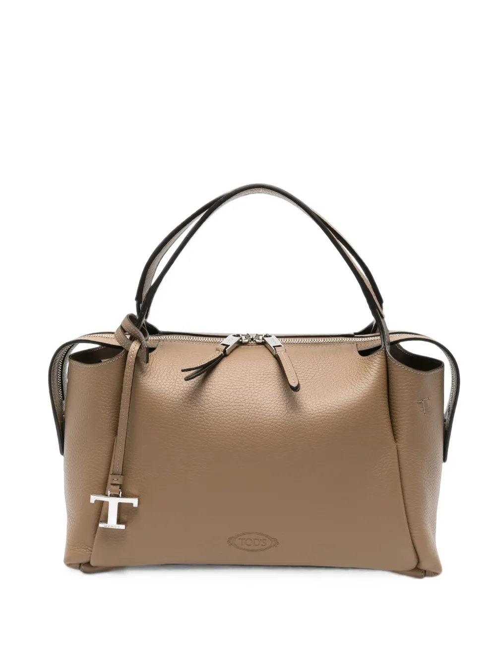 Tod's T Timeless pebbled leather tote bag - Toni neutri