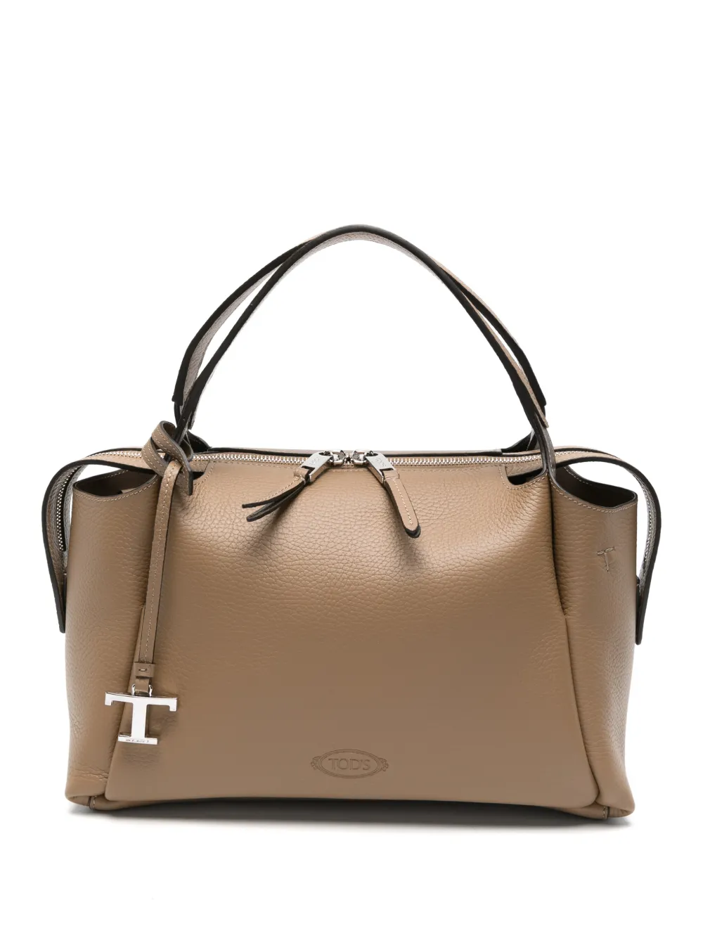 Tod's T Timeless pebbled leather tote bag - Toni neutri