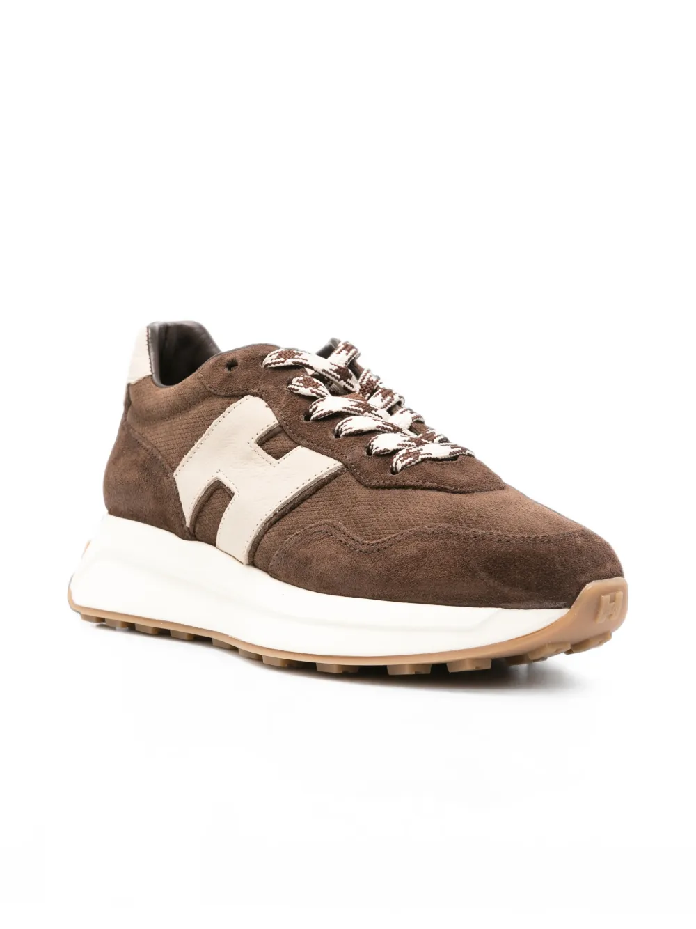 Hogan H641 suede logo-patch sneakers Bruin