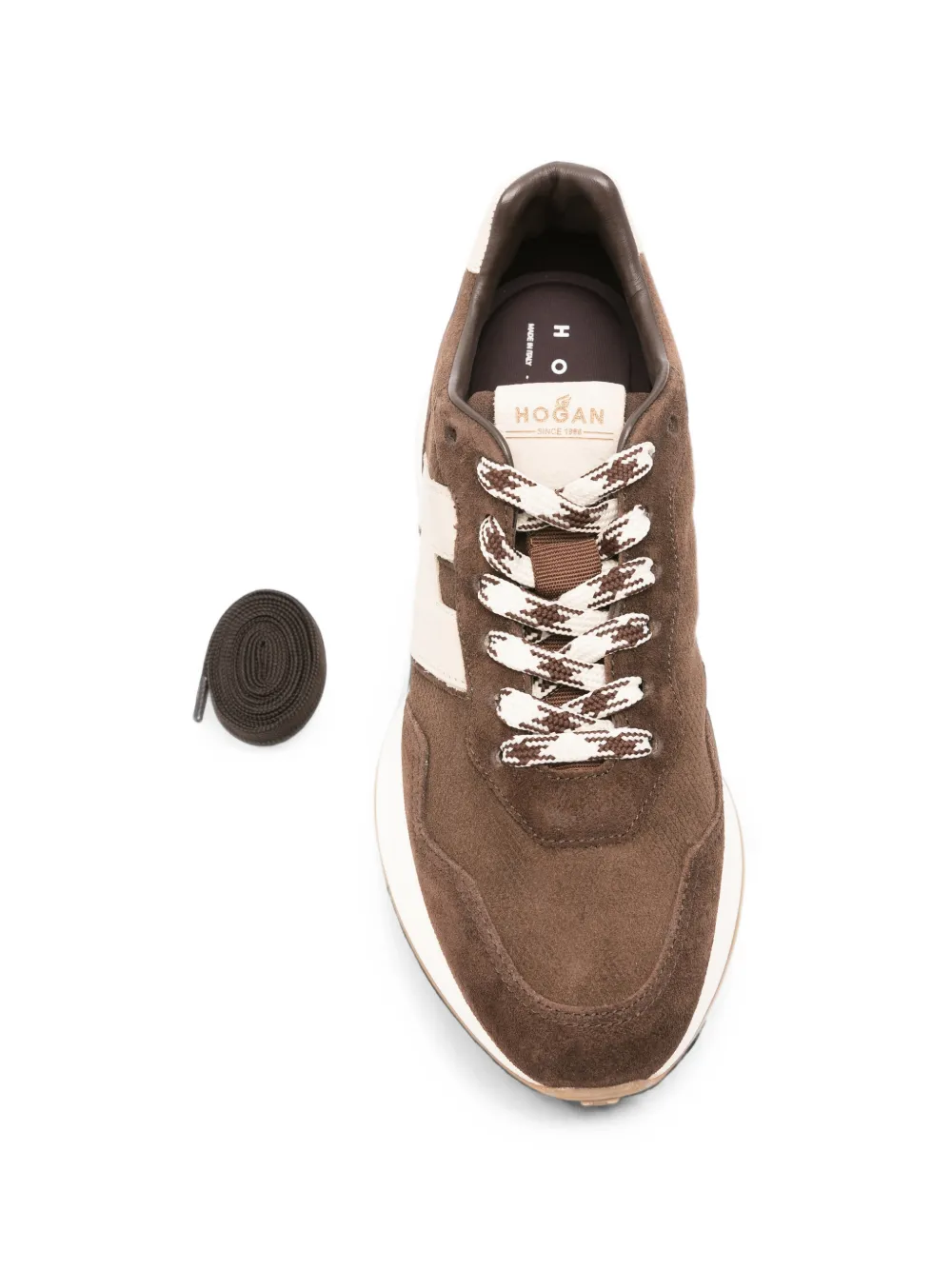Hogan H641 suede logo-patch sneakers Bruin