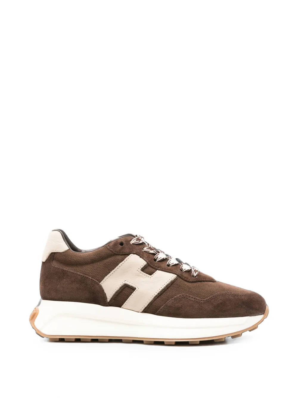Hogan H641 suede logo-patch sneakers Bruin