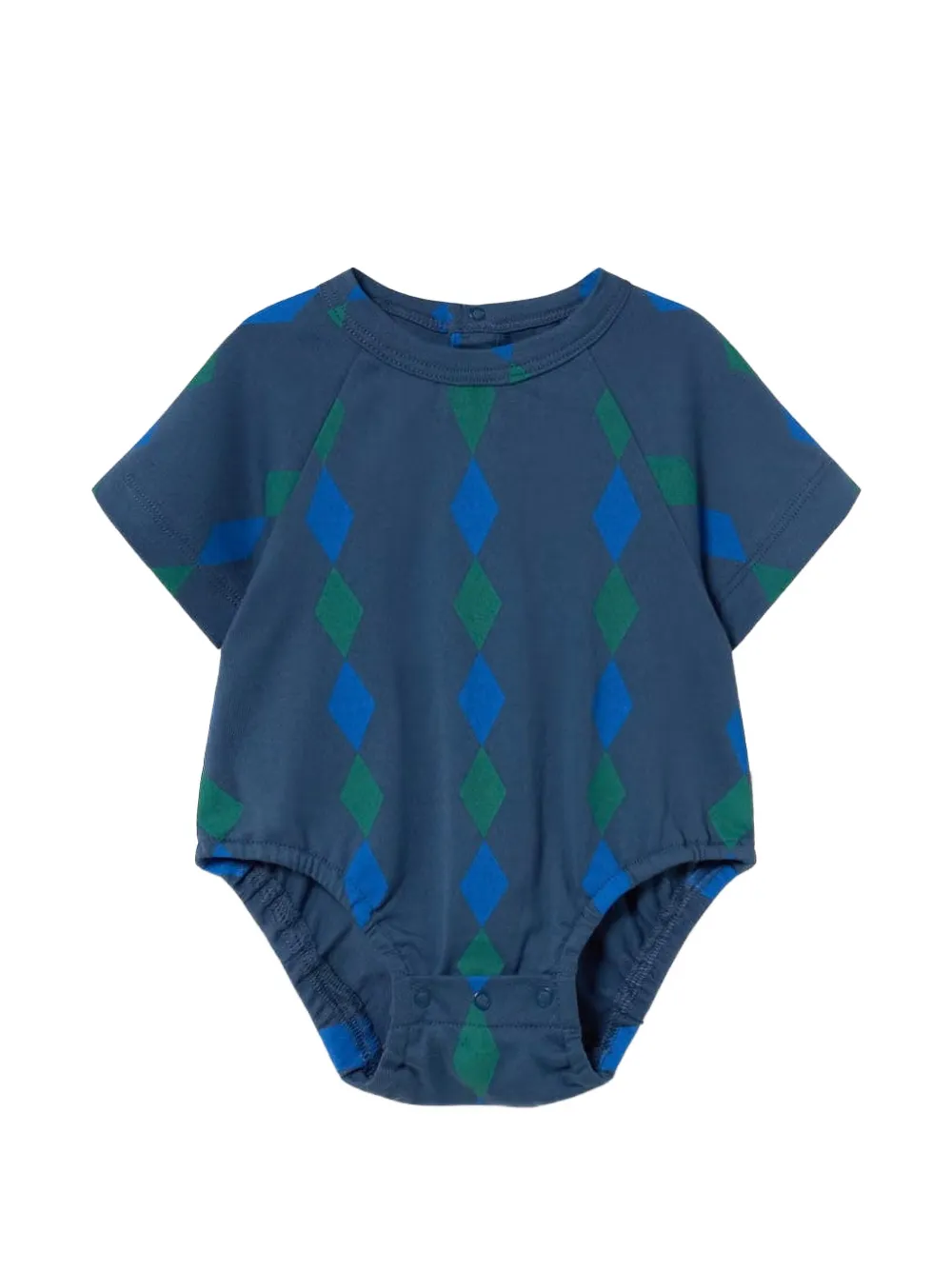 Tiny Cottons Babies' Diamonds Argyle-print Bodysuit In Blue